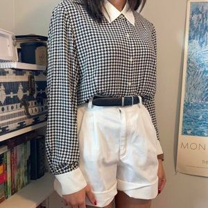🦢 2000s Norton McNaughton Checkered Button Down Blouse 🦢